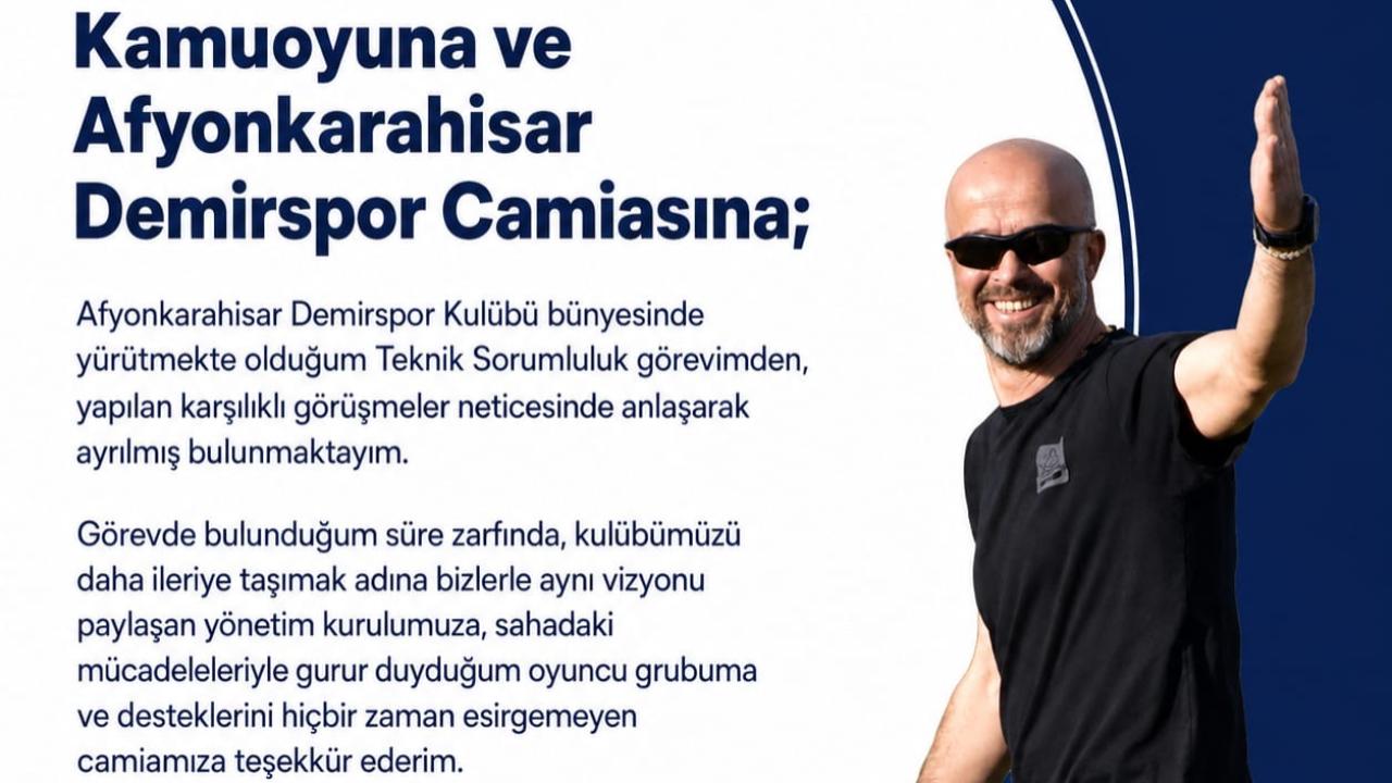 Afyonkarahisar Demirspor’da Ayrılık! Teknik Sorumlu Mustafa Yılmaz Görevinden Ayrıldı